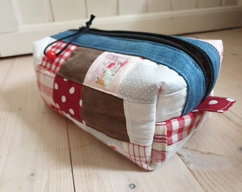 Make-up bag, colorful, boxy bag, patchwork, cosmetic bag, pen box, gifts for girls