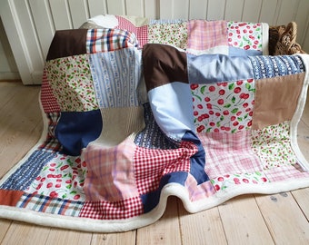 Patchwork blanket, "oh happy day" 175 x 145 cm, cuddly blanket, bedspread, quilt