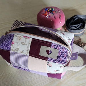 Schminktasche, violett, patchwork, Kosmetikbeutel, Stiftebox