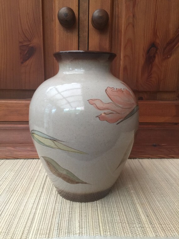 Denby Pottery Vintage Stoneware Floral Vase Made In Etsy