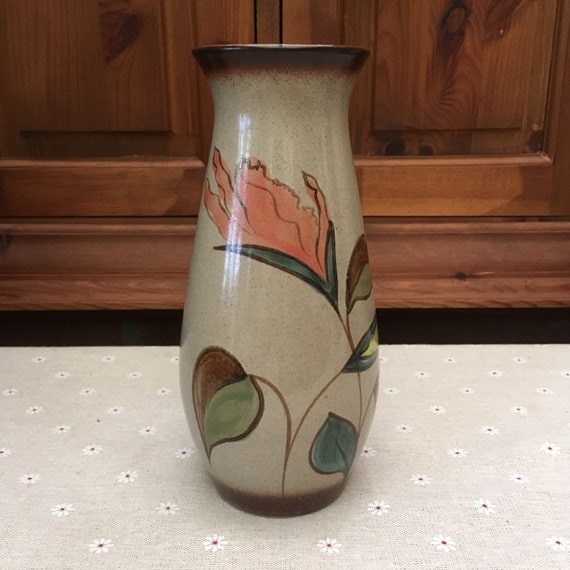 Denby Pottery Vintage Stoneware Floral Vase Made In Etsy