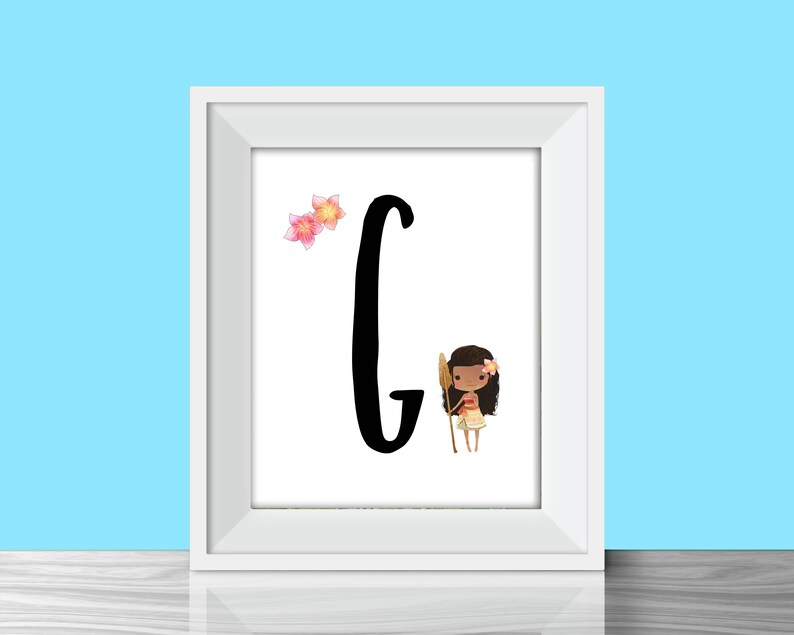 moana letters moana themed printable letter art digital etsy