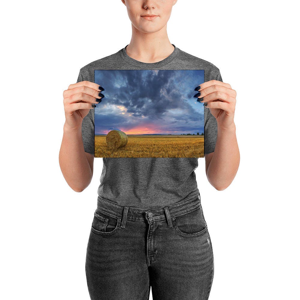 Hay Bale Wall Art Countryside Landscape Sunset Photo Poster - Etsy