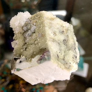 Interesting Cute piece of feldspar with small green/purple Fluorite crystals, lots of texture and crystal variety, Erongo Mountains, Namibia