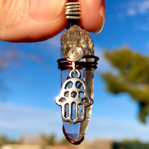 Wire wrapped ultra clear Swiss quartz crystal pendant - Gems, Minerals, Crystals