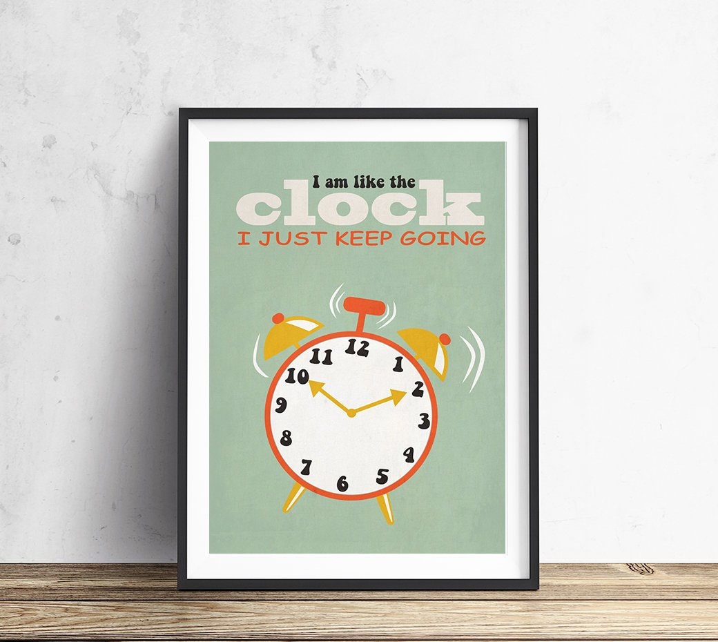 Uhr Retro Print Spruch Zitat Poster Inspirationsdruck Etsy
