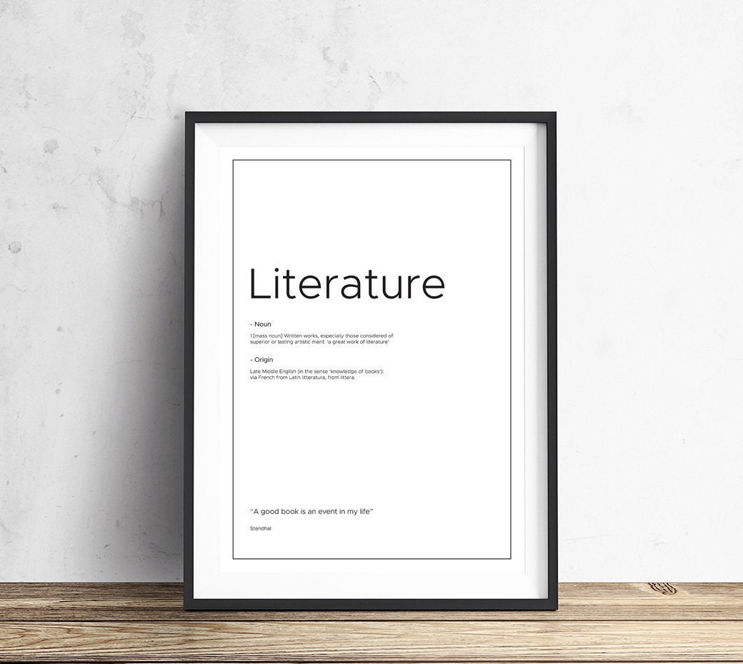 Literature Definition Print Literature Typography Print Etsy