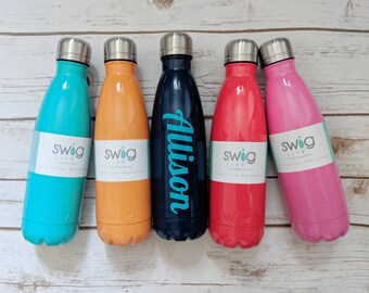 CLEARANCE Personalized Swig Screw Top Bottle, 17oz, Coffee, Stainless Steel, Gym, Eco-Friendly, Insulated, Commuter, Bridesmaid, Girls Trip