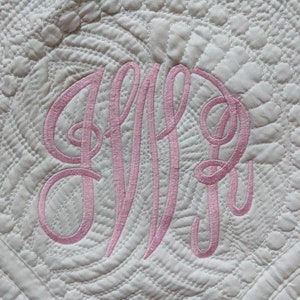CLEARANCE Embroidered Baby Quilt, Personalized Baby Blanket, Baby Shower Present, Monogrammed Baby, Classic, Heirloom Style, Best Seller image 3