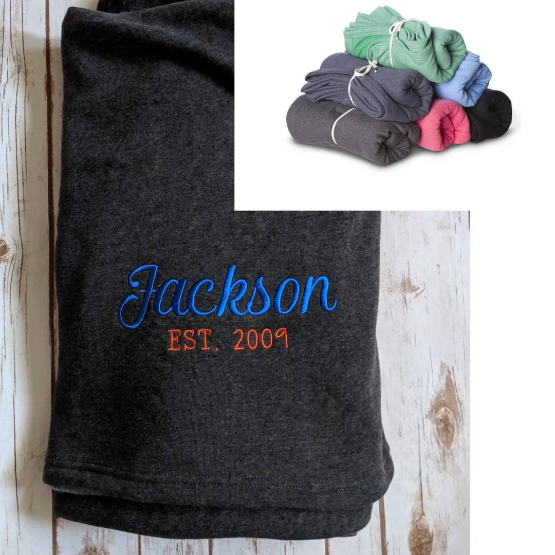 Oversized Embroidered Stadium Blanket, Personalized Blanket, Soft Throw, Fleece Blanket With