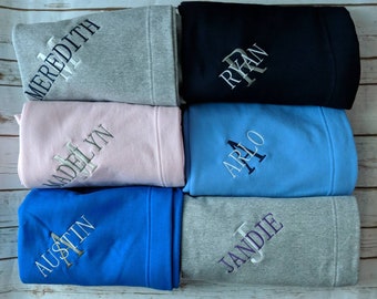 Embroidered Name Initial Stadium Blanket, Personalized Blanket, Fleece Throw, Sweatshirt Blanket, Christmas gift, Best Seller, Holiday, Host