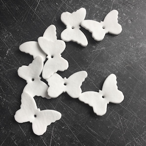 White butterfly porcelain decoration hand made in UK