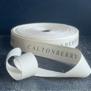 Personalised cotton ribbon 20mm herringbone weave