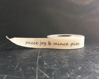 Natural Cotton wedding ribbon, personalised with your message. 10mm wide with charcoal print