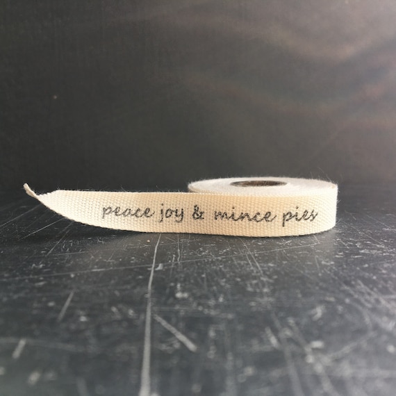 Natural Cotton wedding ribbon, personalised with your message. 10mm wide with charcoal print