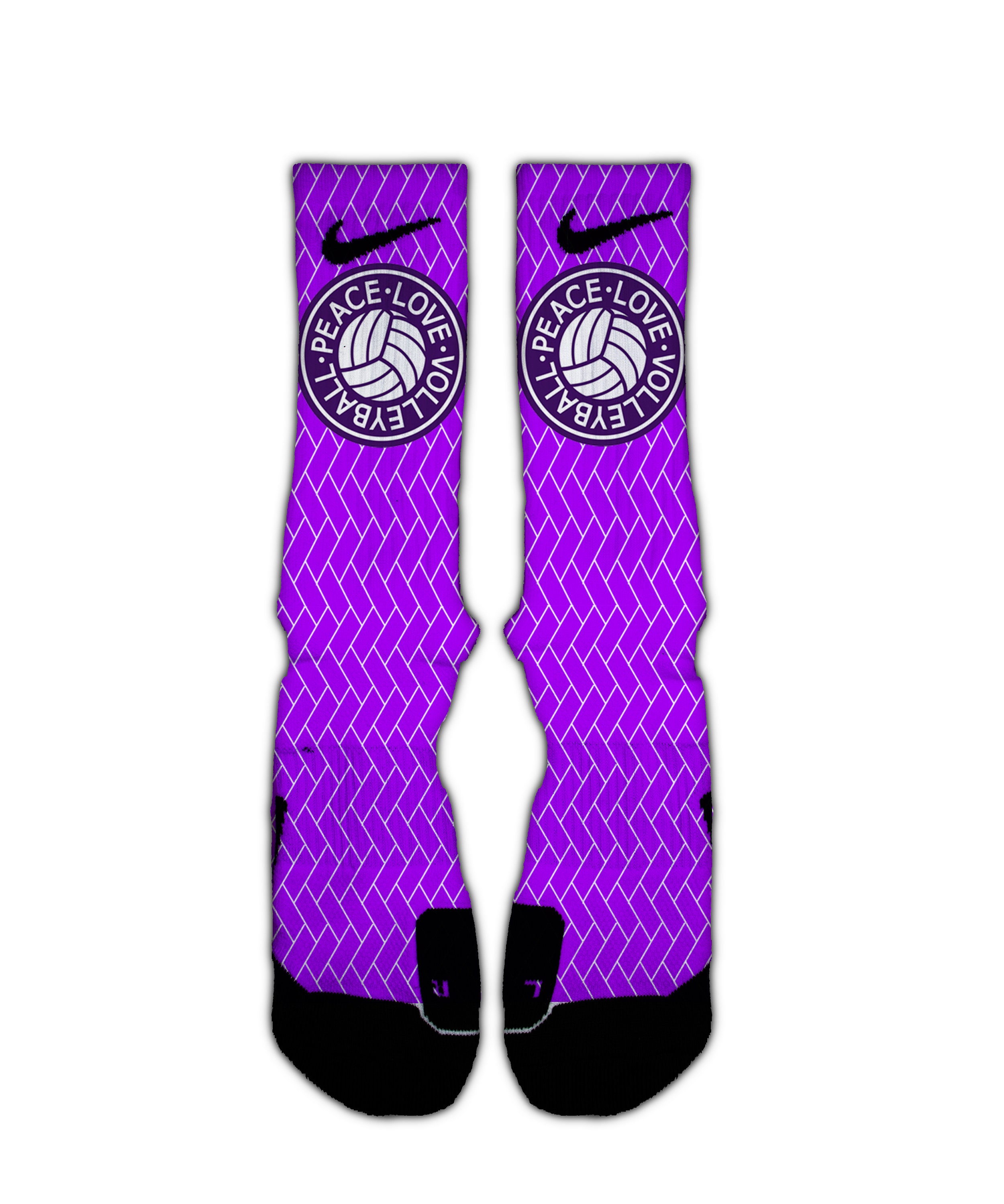 Peace Love Volleyball Purple Nike Hyper Elite Socks | Etsy