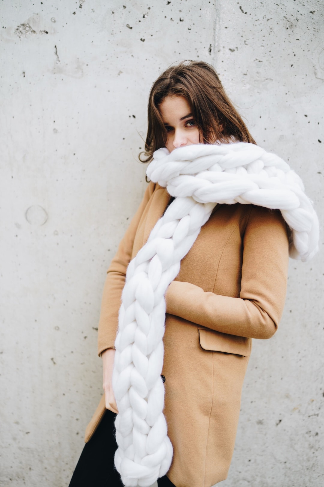 Chunky Knit Merino Wool Scarf: Oversized Winter Scarf - Etsy