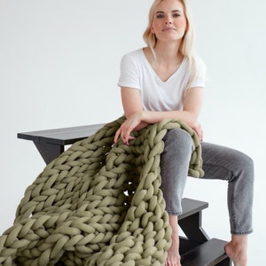 Tube Yarn Blanket, Braided Blanket, Chunky Knit Blanket, Cotton Tube Yarn Blanket, Cotton Chunky Knit Blanket, Housewarming Gift