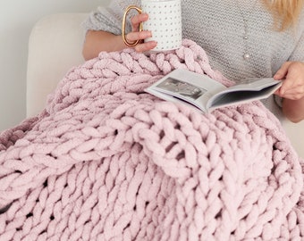 Chunky knit chenille blanket, super cozy chenille throw blanket, Mothers Day Gift