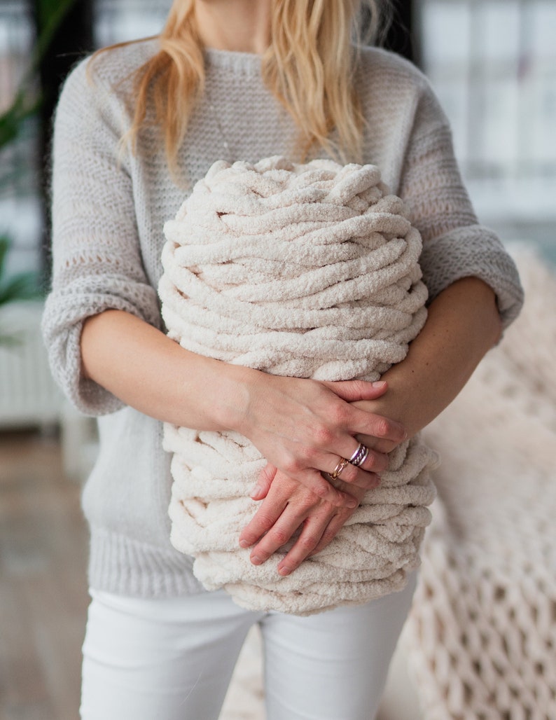 Diy chunky yarn chenille yarn ball beige