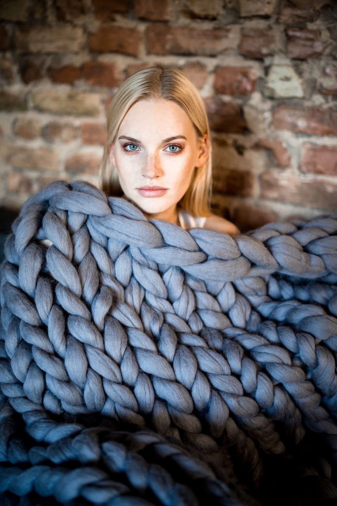 Chunky Knit Blanket, Premium Merino Wool Blanket, Chunky Knit Throw