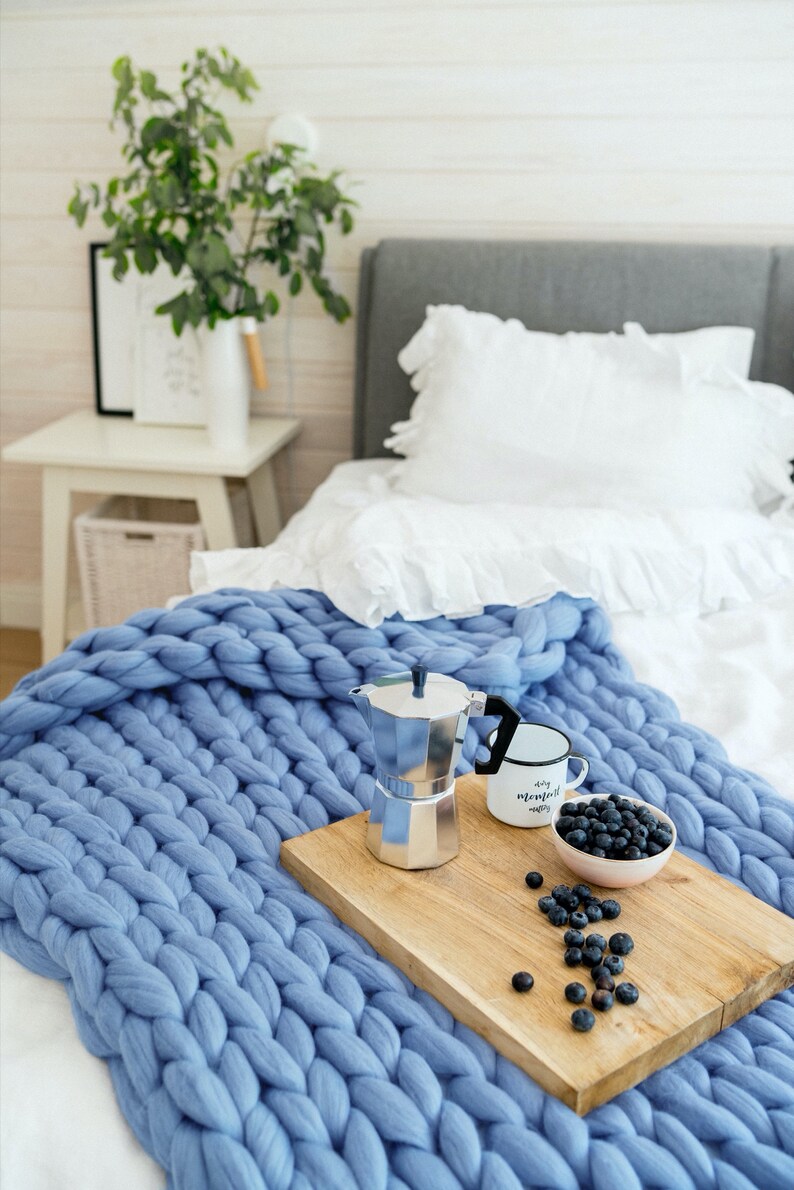 Knitted Blanket Knitted Bedrunner Knitted Throw Blanket Etsy