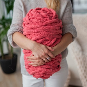 Diy chunky yarn chenille yarn ball pink