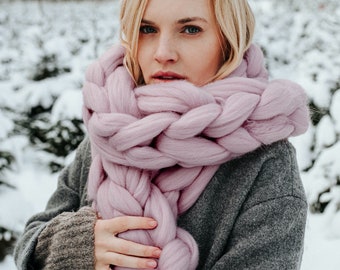 Chunky Knit Scarf, Knitted Scarf, Oversized Scarf, Merino Scarf, Warm Scarf, Wool Scarf, Thick Scarf, Women Scarf, Mothers Day Gift