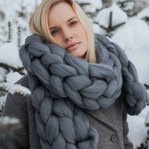Chunky Knit Scarf, Wool Scarf, Knitted Scarf, Oversized Winter Scarf, Warm Scarf, Winter Scarf, Thick Scarf, Housewarming Gift