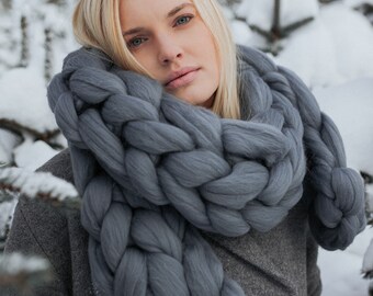 Chunky Knit Scarf, Wool Scarf, Knitted Scarf, Oversized Winter Scarf, Warm Scarf, Winter Scarf, Thick Scarf, Easter Gift