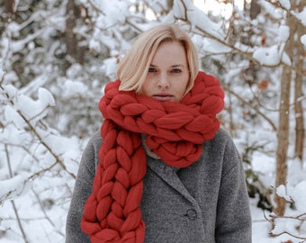 Oversized Scarf from Warm and Soft 100% Organic Merino Wool, Mothers Day Gift