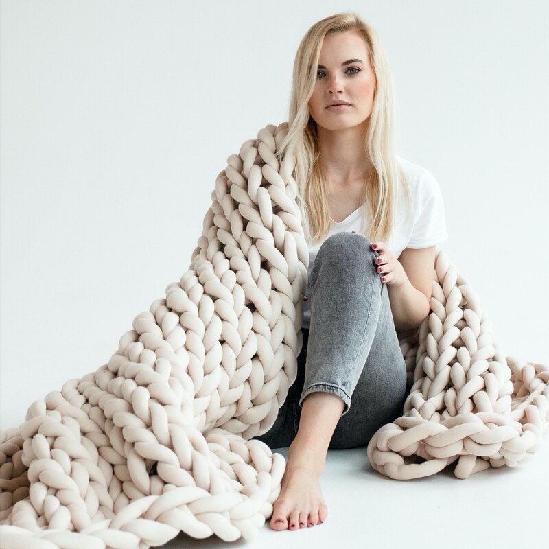 Giant Knit Blanket - Etsy
