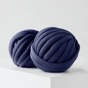 Cotton tube yarn diy chunky yarn arm knitting yarn tube yarn ball navy blue