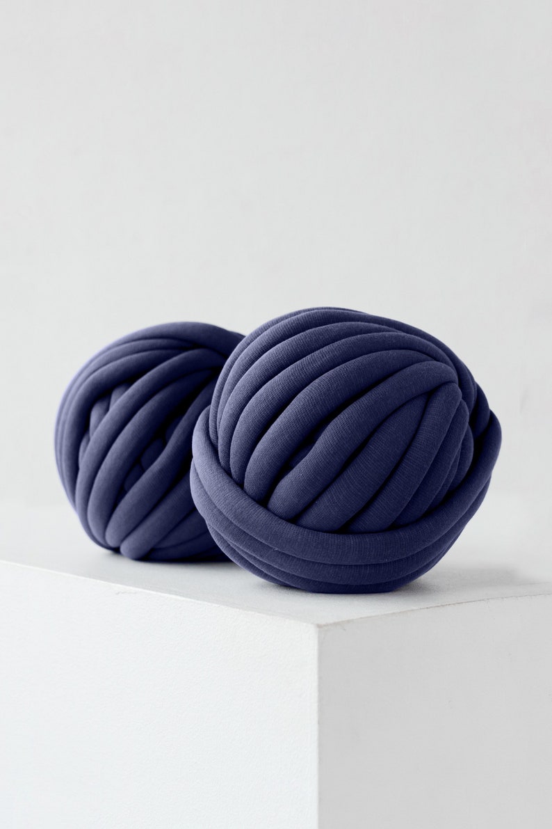 Cotton tube yarn diy chunky yarn arm knitting yarn tube yarn ball navy blue