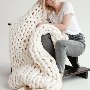 Braided Blanket, Chunky Knit Blanket, Cotton Blanket, Tube Yarn Blanket, Knitted Blanket, Arm Knit Blanket, Housewarming Gift