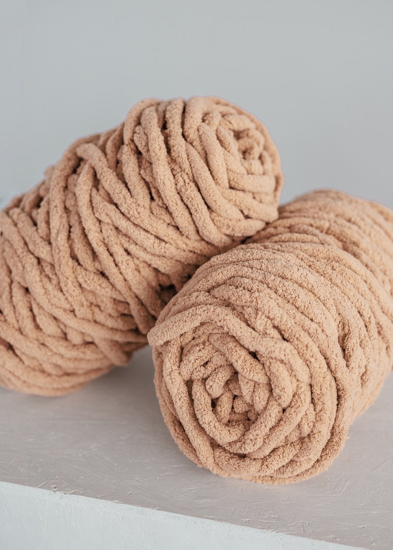 Diy chunky yarn chenille yarn ball teddy brown