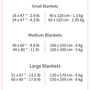 Wa size chart tube yarn