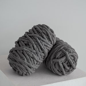 Diy chunky yarn chenille yarn ball graphite grey