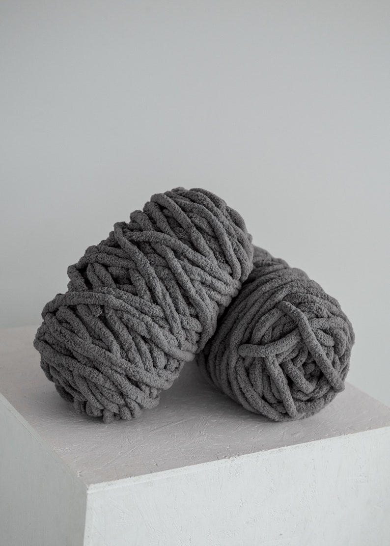 Diy chunky yarn chenille yarn ball graphite grey