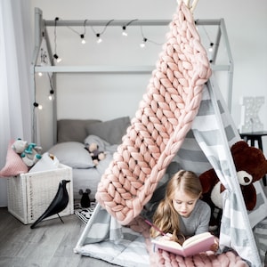 Knitted Blanket, Kids and Baby Blanket, Merino Blanket, Organic Blanket, Warm Kids Blanket, Soft Blanket, Thick Blanket, Housewarming Gift