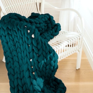 Chunky Knit Blanket, Organic Merino Wool Chunky Knit Throw, Chunky Blanket, Knitted Blanket, Giant Blanket, Housewarming Gift