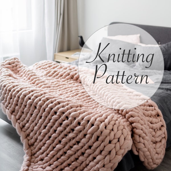 Chunky Knit Blanket Pattern, DIY Chunky Knit Blanket, Video Tutorial