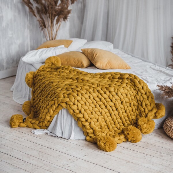 Pom Pom Blanket Etsy