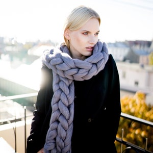 Knitted Scarf, Chunky Knit Scarf, Oversized Scarf, Merino Wool Scarf, Warm Scarf, Wool Scarf, Thick Scarf, Housewarming Gift