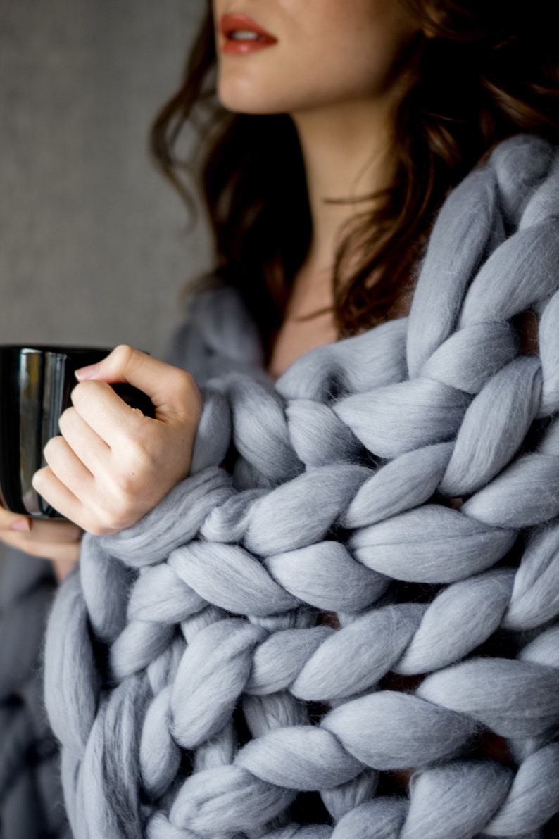 Chunky Knit Blanket Softest Merino Wool Blanket Organic Etsy