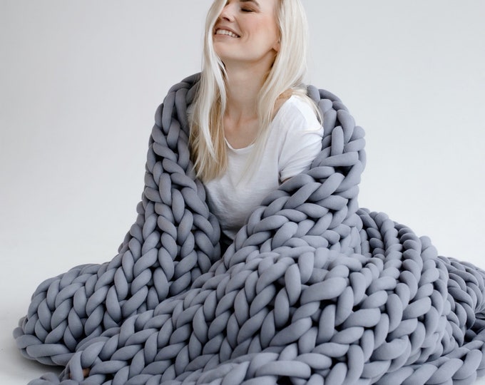 Chunky Knit Blanket, Braided Blanket, Cotton Blanket, Arm Knit Blanket, Giant Blanket, Weighted Blanket, Mothers Day Gift