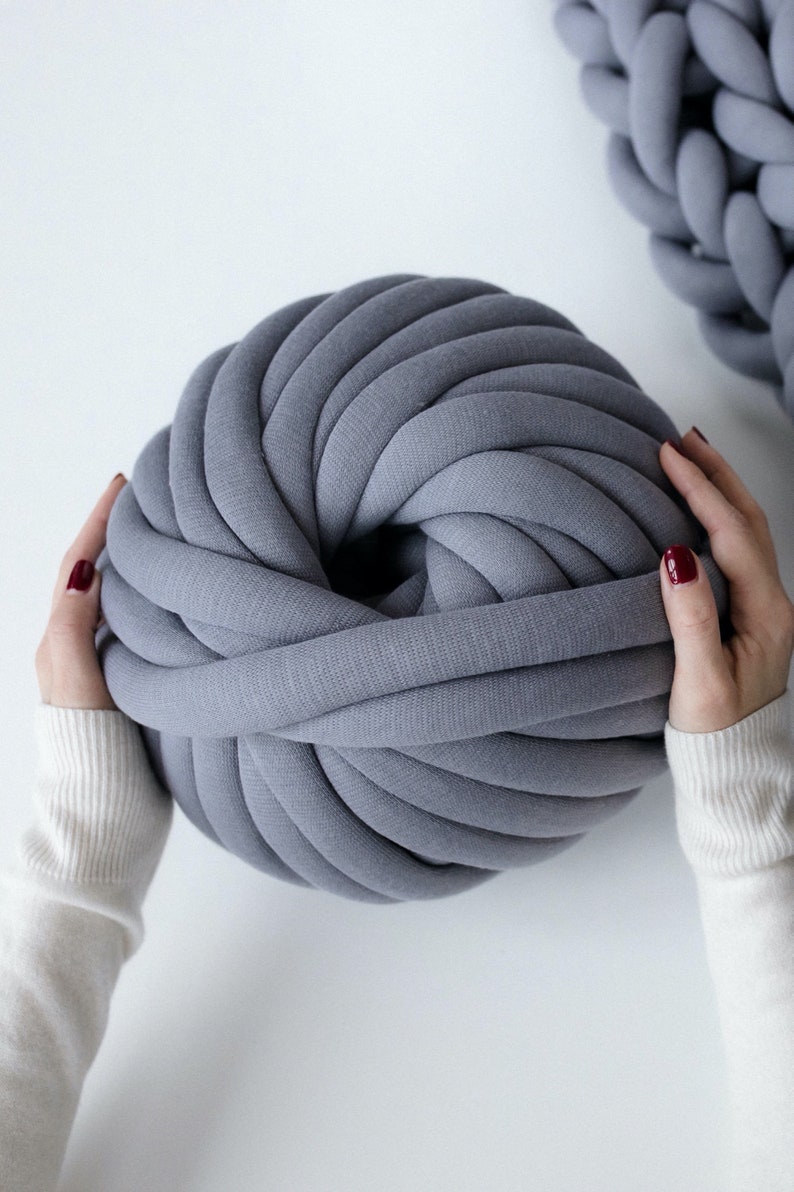 Cotton tube yarn diy chunky yarn puffy yarn thick yarn tube yarn ball grey