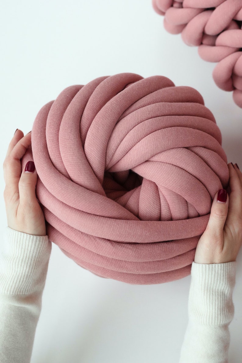 Cotton tube yarn diy chunky yarn thick yarn vegan chunky yarn tube yarn ball dusty pink