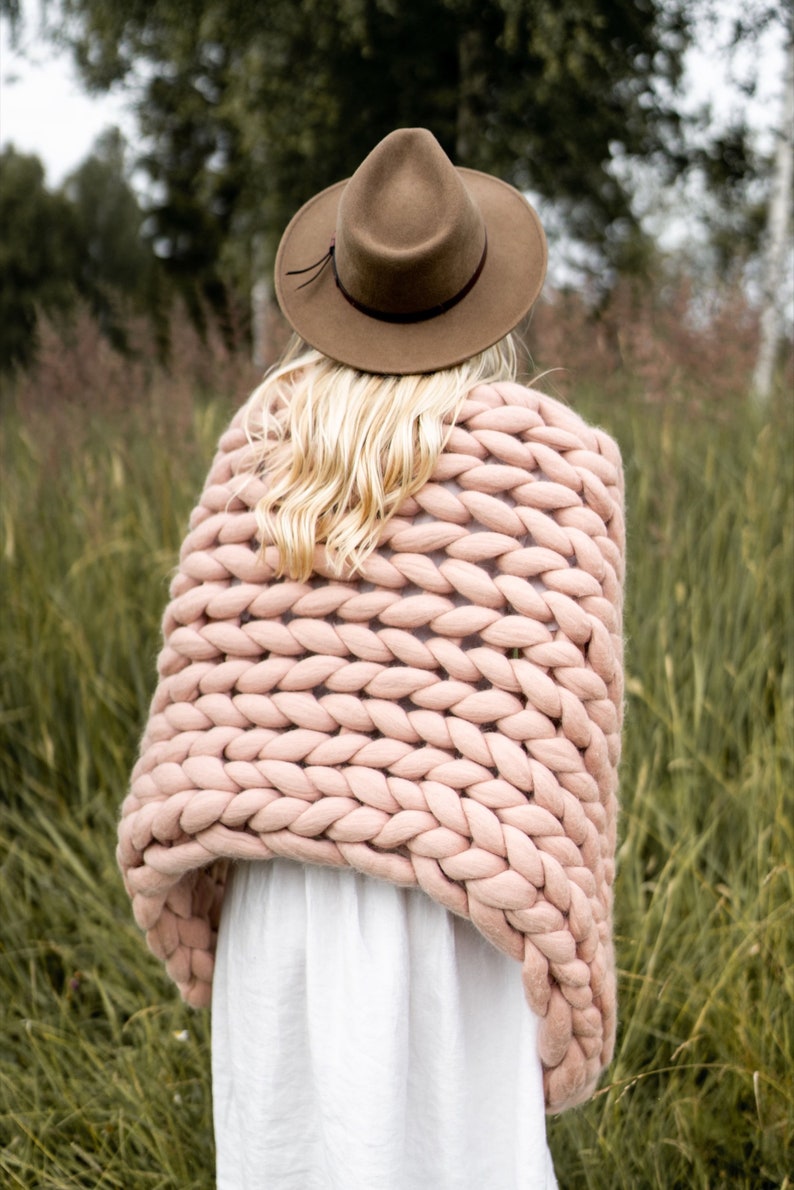 Chunky Knit Throw Blanket From Best Quality Merino Wool Etsy