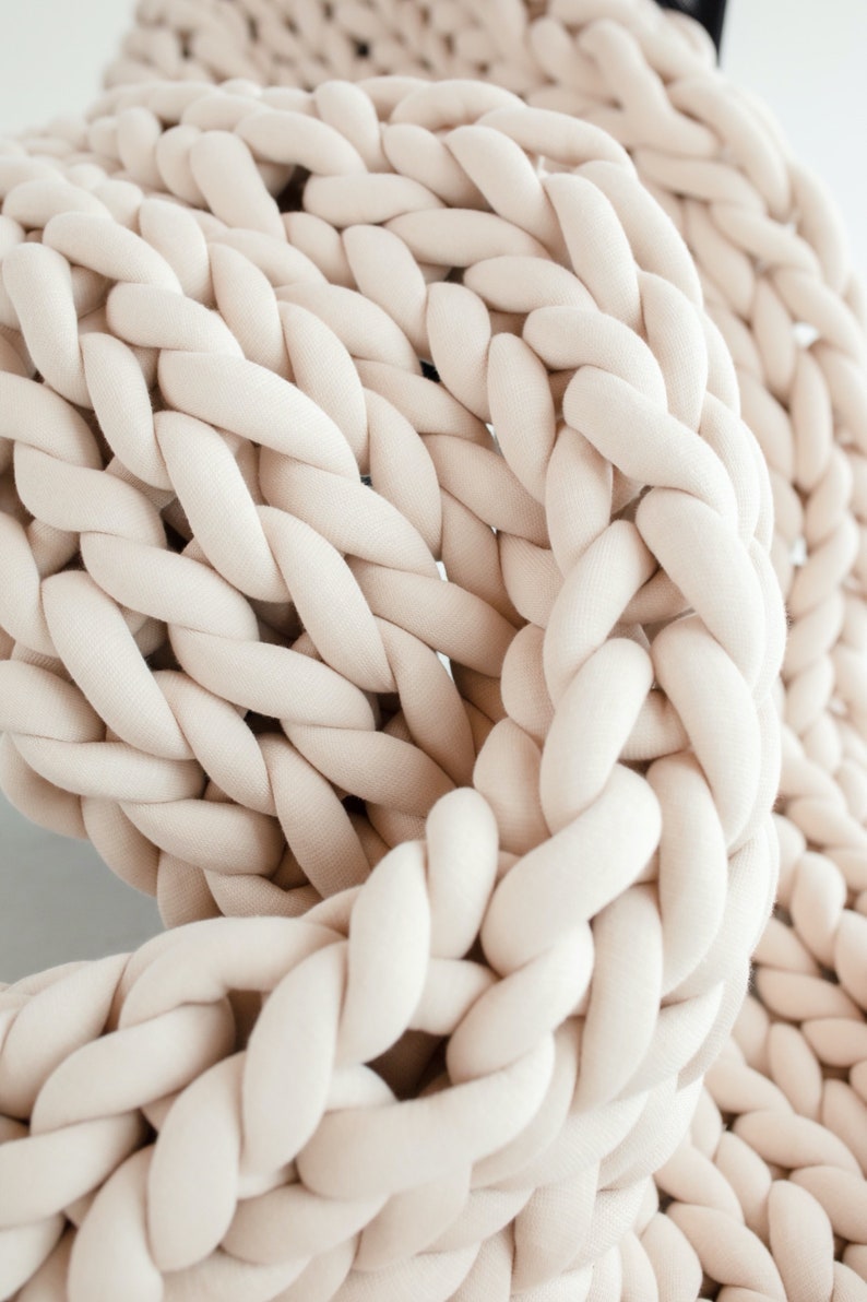 Chunky Knit Blanket Tube Yarn Blanket Cotton Blanket Etsy